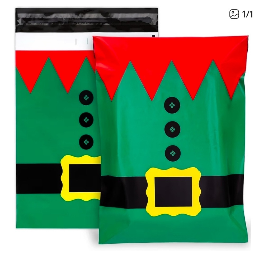 20 Festive Elf Themed Poly Mailers Pack 10”x 13”